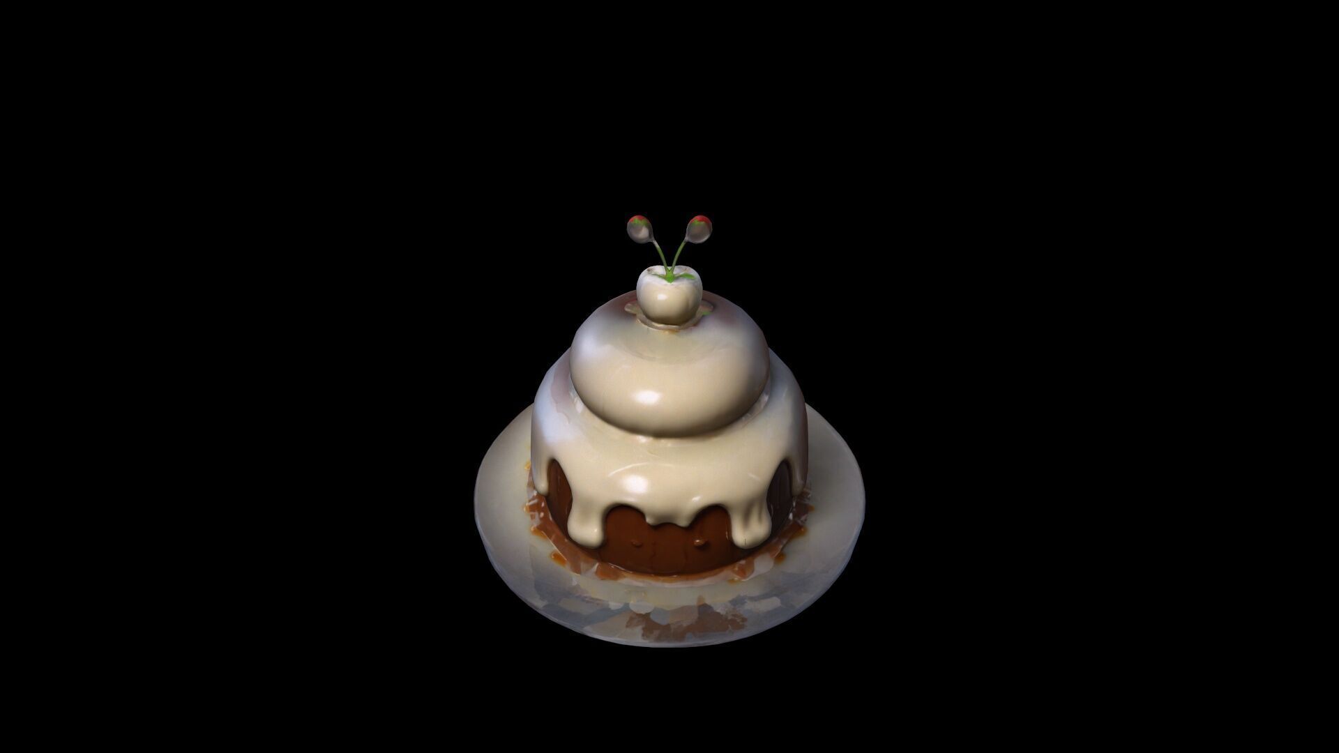 3d Render Delicious Vanilla Pudding With Chocolate 3D model_3