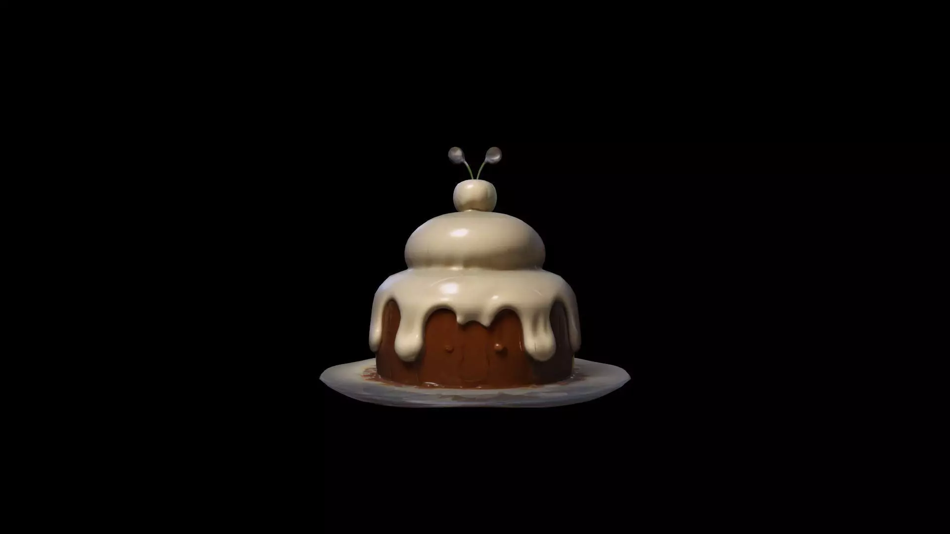 3d Render Delicious Vanilla Pudding With Chocolate 3D model_0