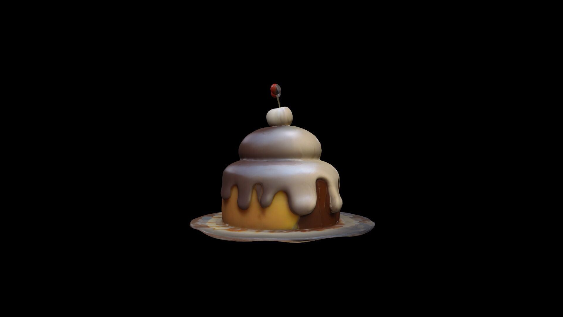 3d Render Delicious Vanilla Pudding With Chocolate 3D model_2