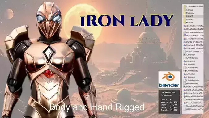 Iron Lady Sci-Fi Premium 3D Model Rigged   3D model
