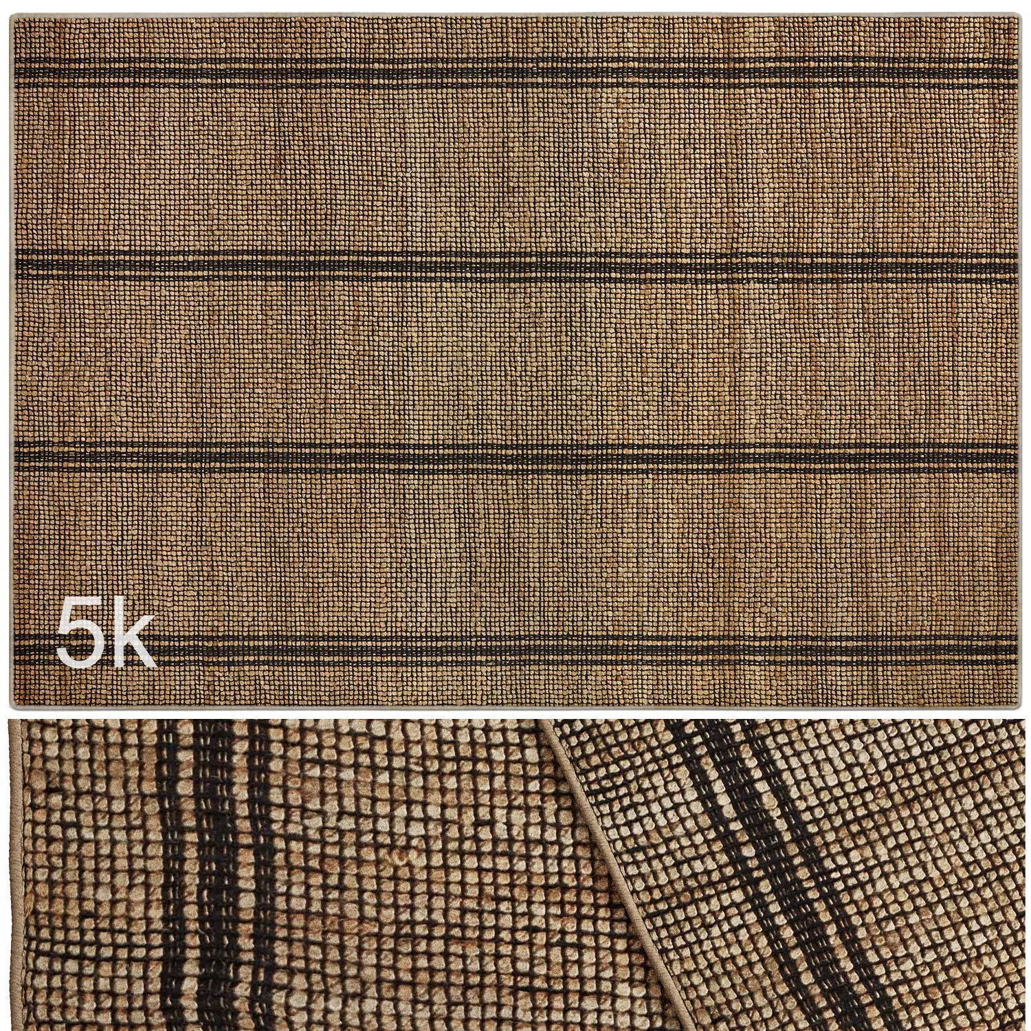 Carpet set 3225 - Hand-Woven Natural - Black Rug - 5K 3D model_0