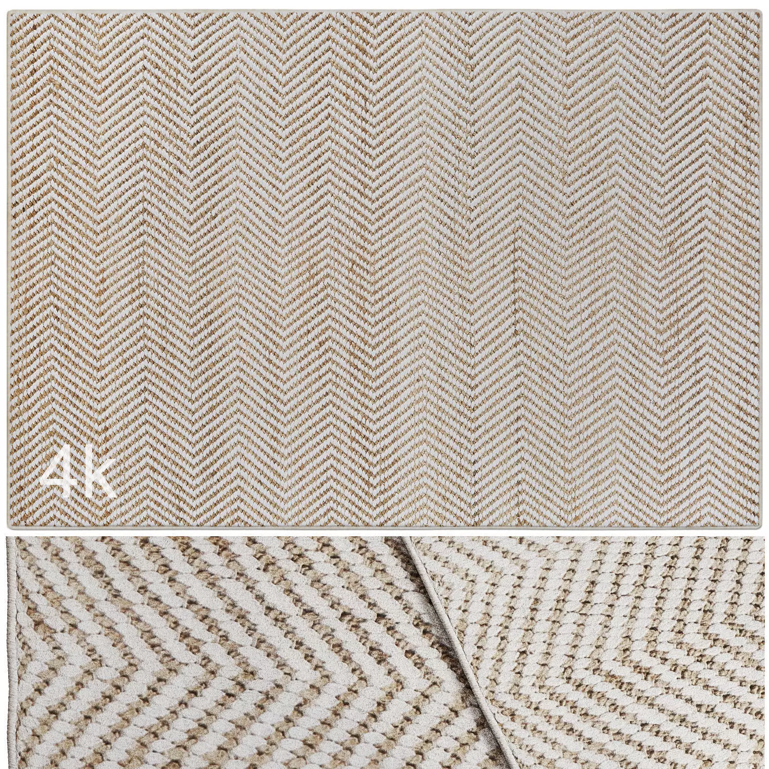 Carpet set 3214 - Cotton and jute woven rug - 4K 3D model_0