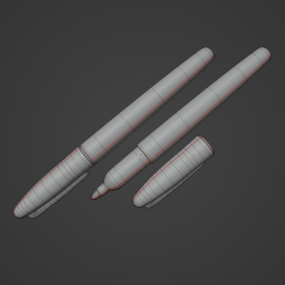Fine Point Marker Set Low-poly 3D model_10