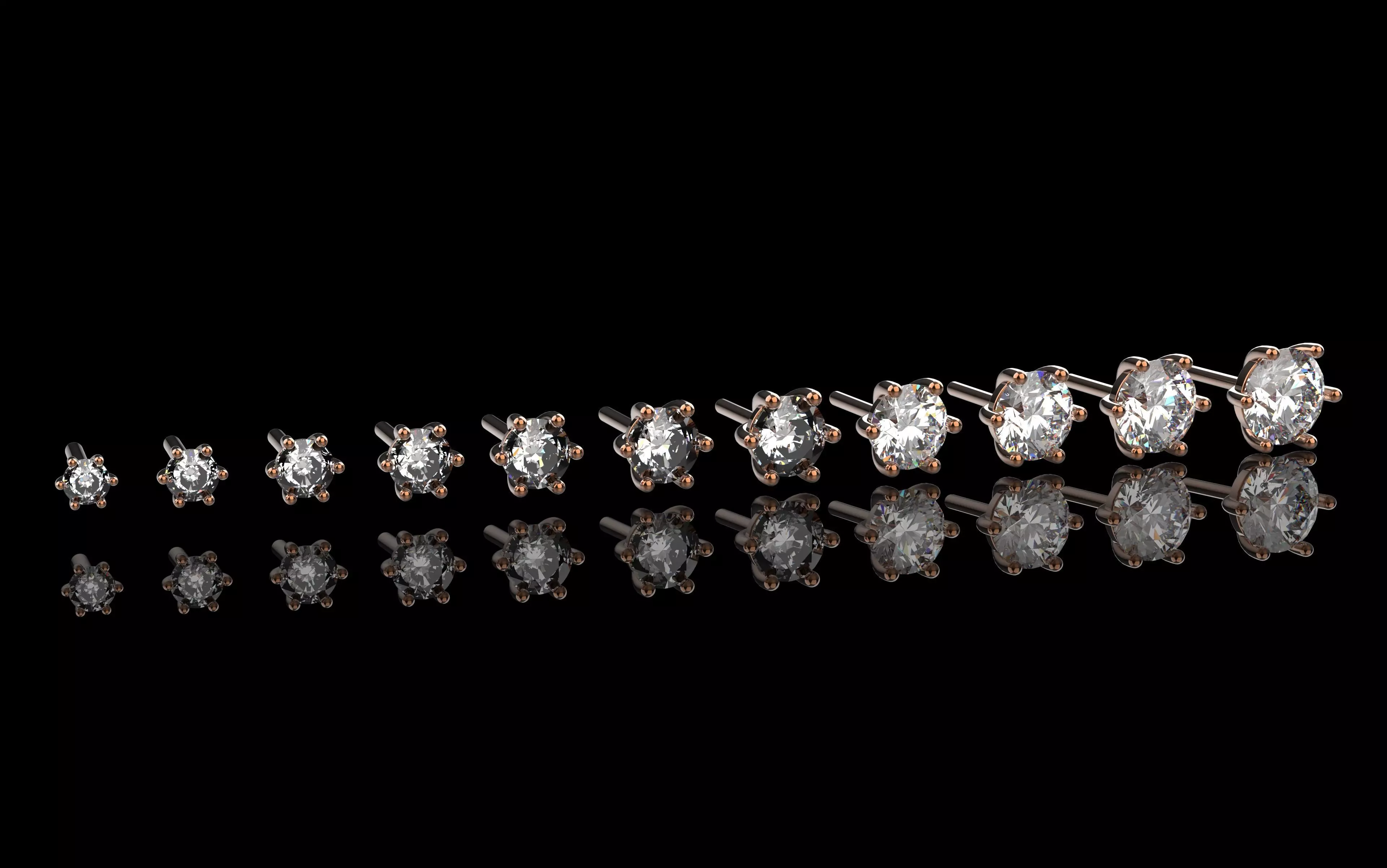Segt of stud earrings from 3mm to 8mm Free 3D print model