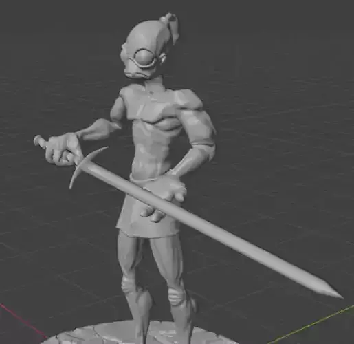 Oddworld Mudokon Abe Holding Sword