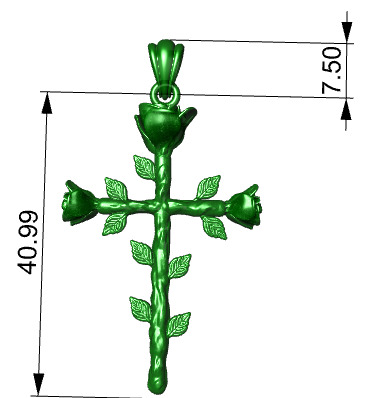 Rose cross pendant 3D print model_24