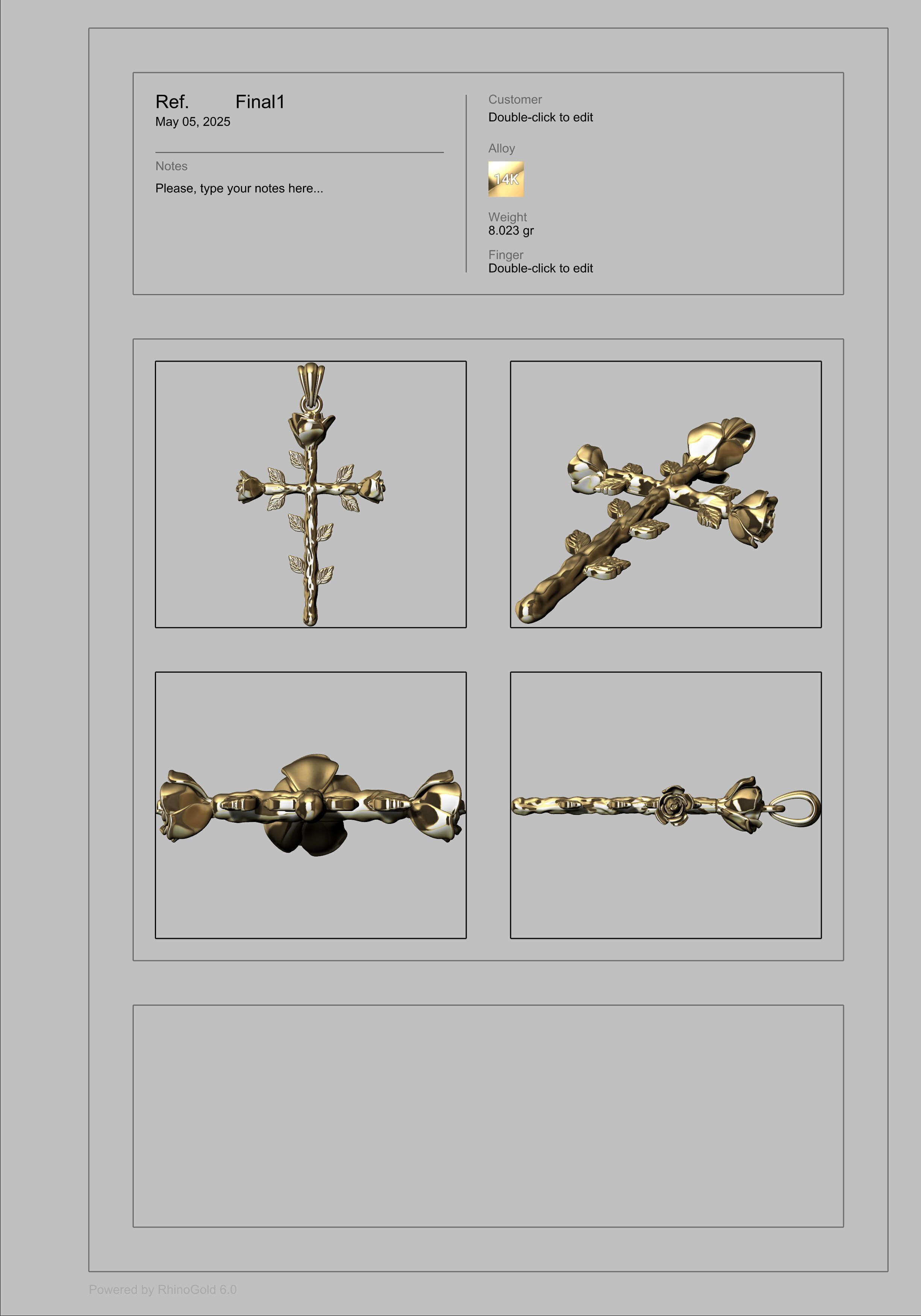 Rose cross pendant 3D print model_27