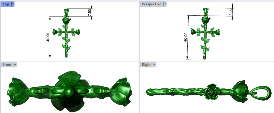 Rose cross pendant 3D print model_25