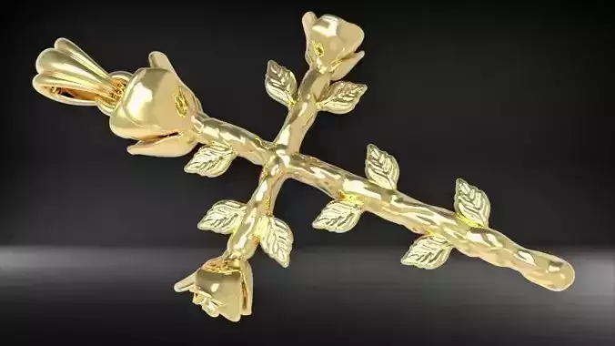 Rose cross pendant 3D print model