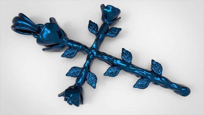 Rose cross pendant 3D print model_21