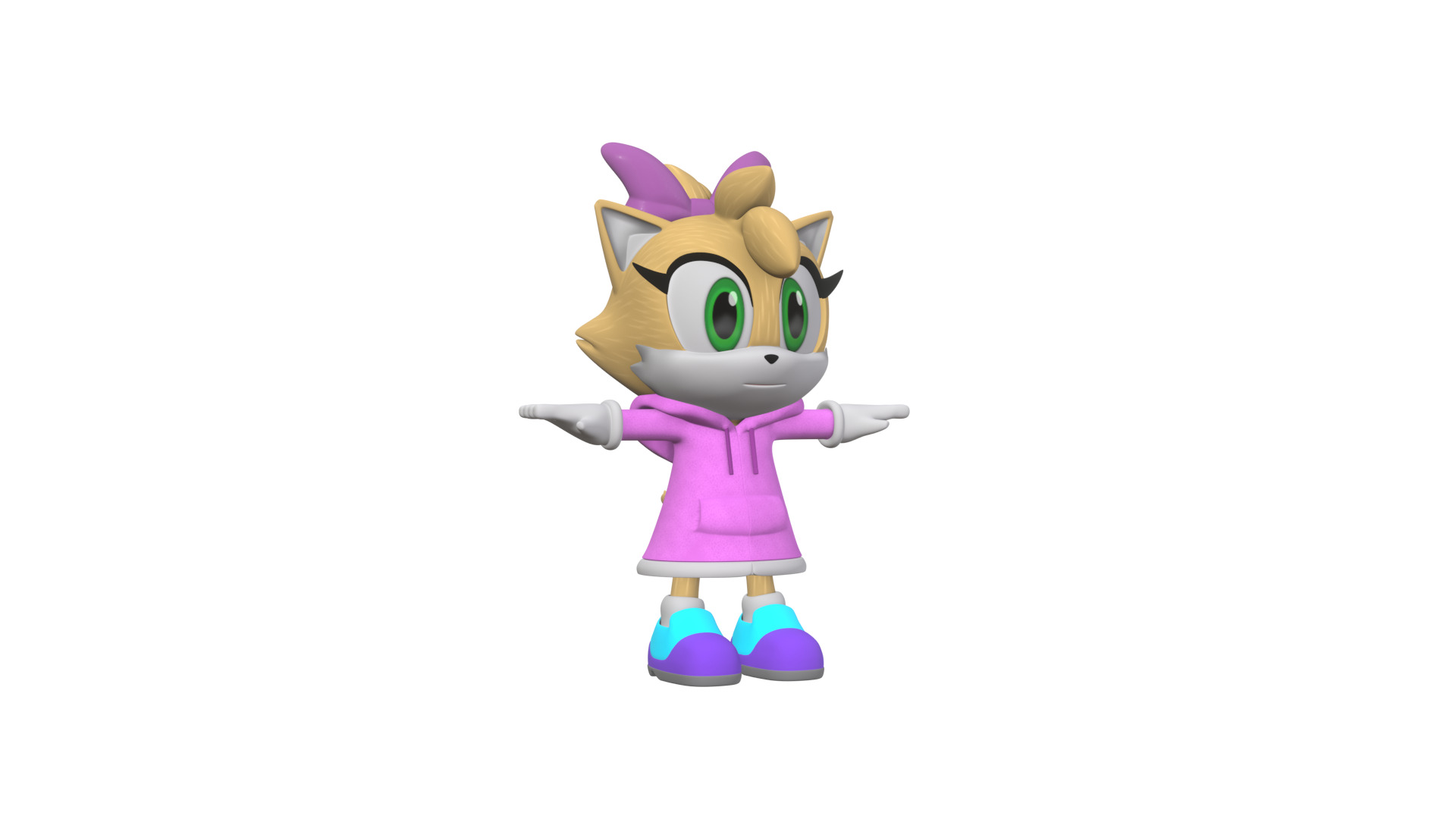 Little Girl Cat Low-poly 3D model_70