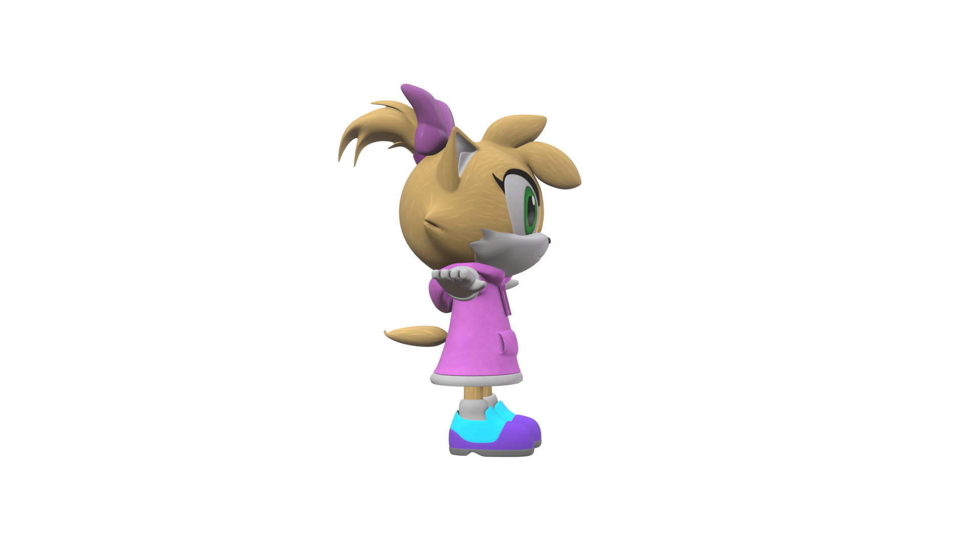 Little Girl Cat Low-poly 3D model_4