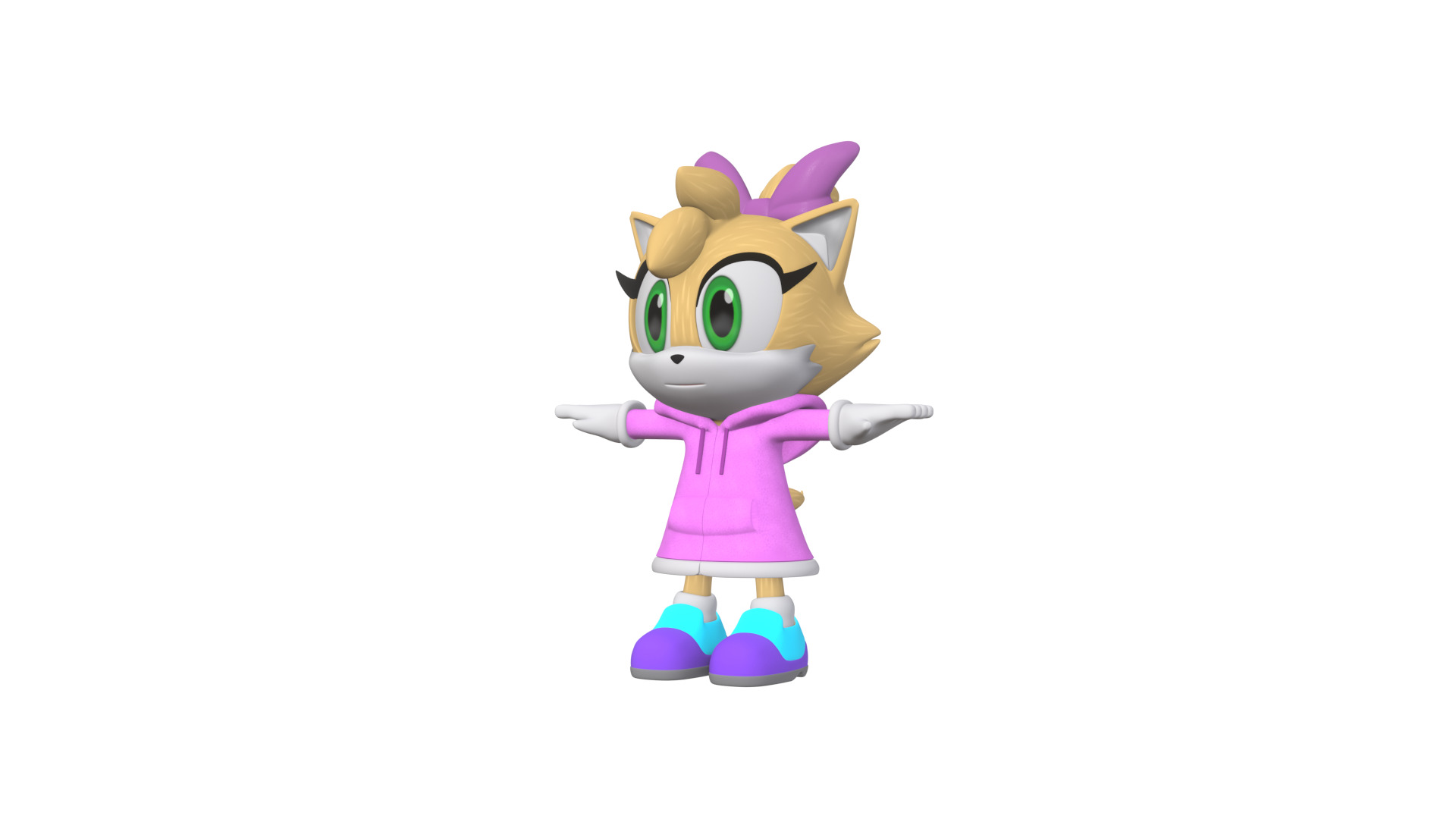 Little Girl Cat Low-poly 3D model_29