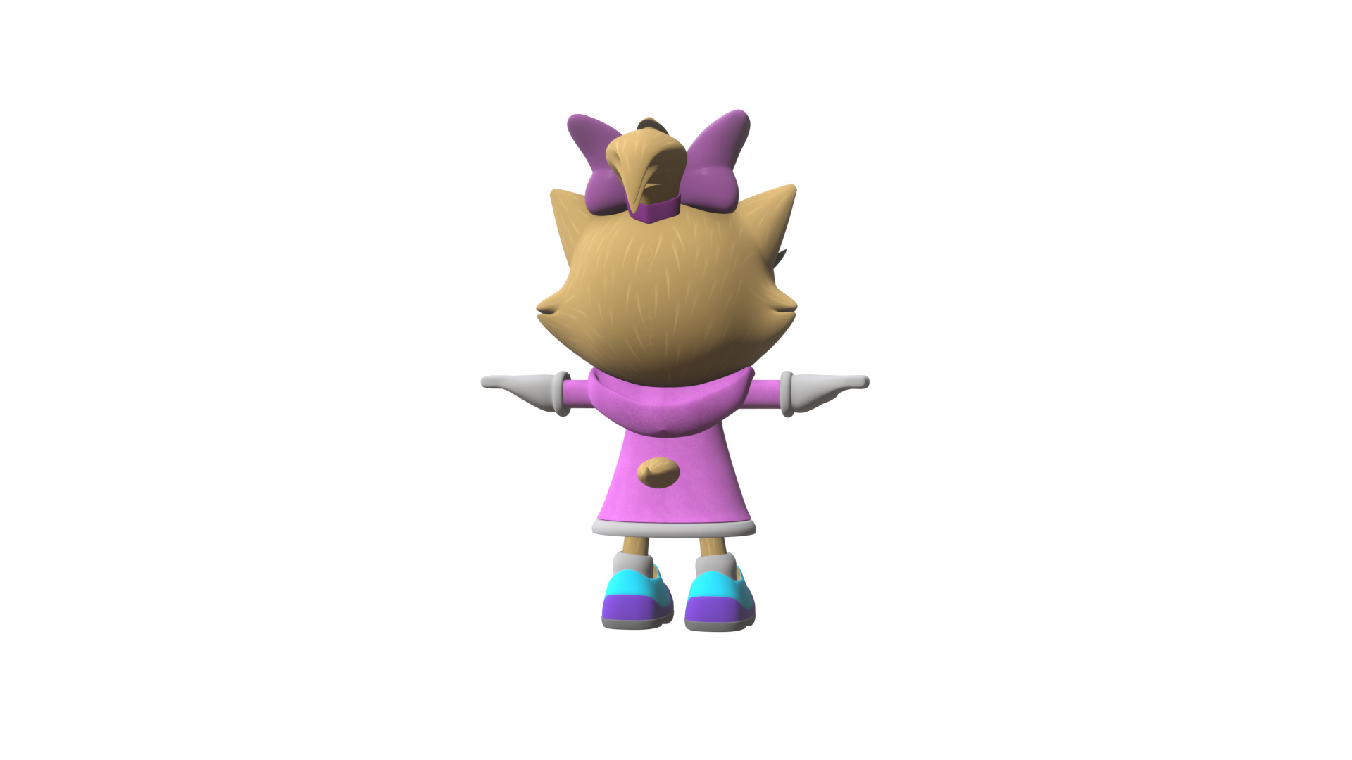 Little Girl Cat Low-poly 3D model_90