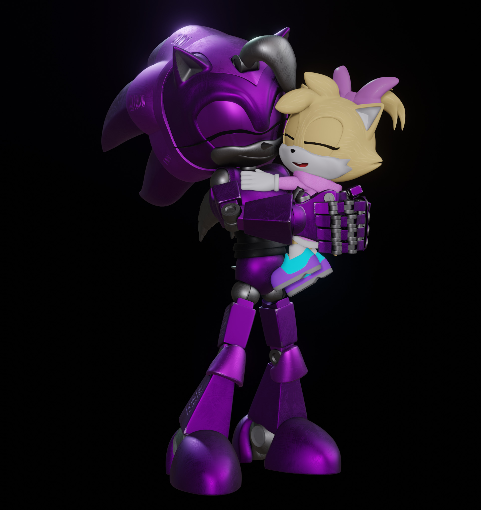 Little Girl Cat Low-poly 3D model_3