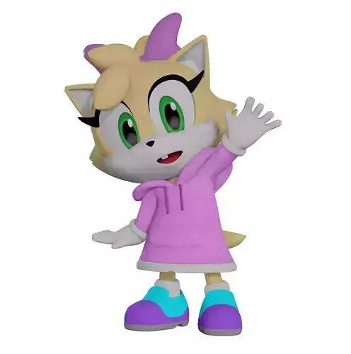 Little Girl Cat Low-poly 3D model