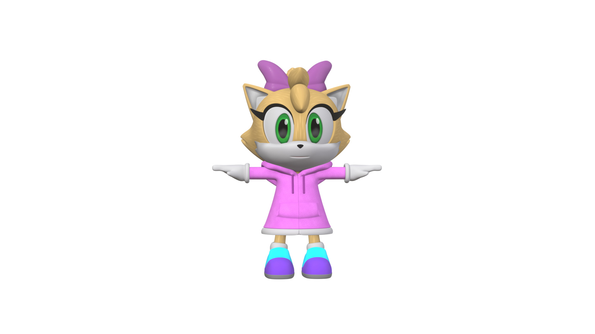 Little Girl Cat Low-poly 3D model_49