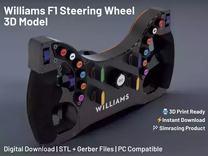 Williams F1 Steering Wheel 3D Model for Sim Racing PC Compatible