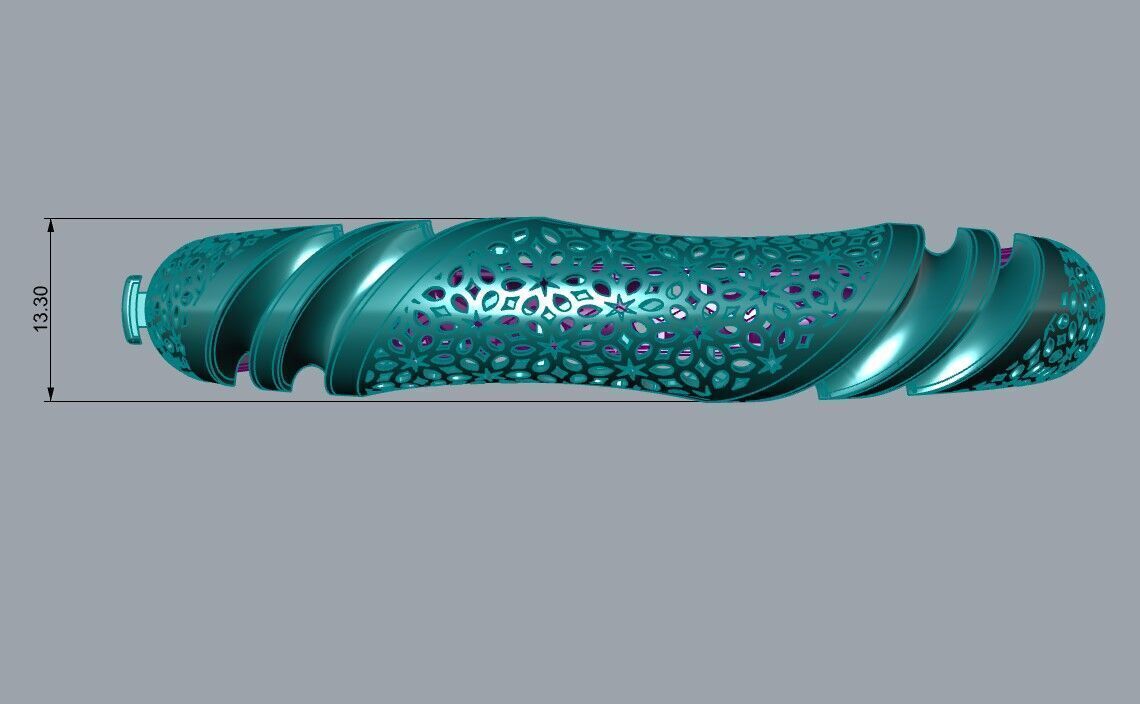 Locked bracelet 3D print model_3