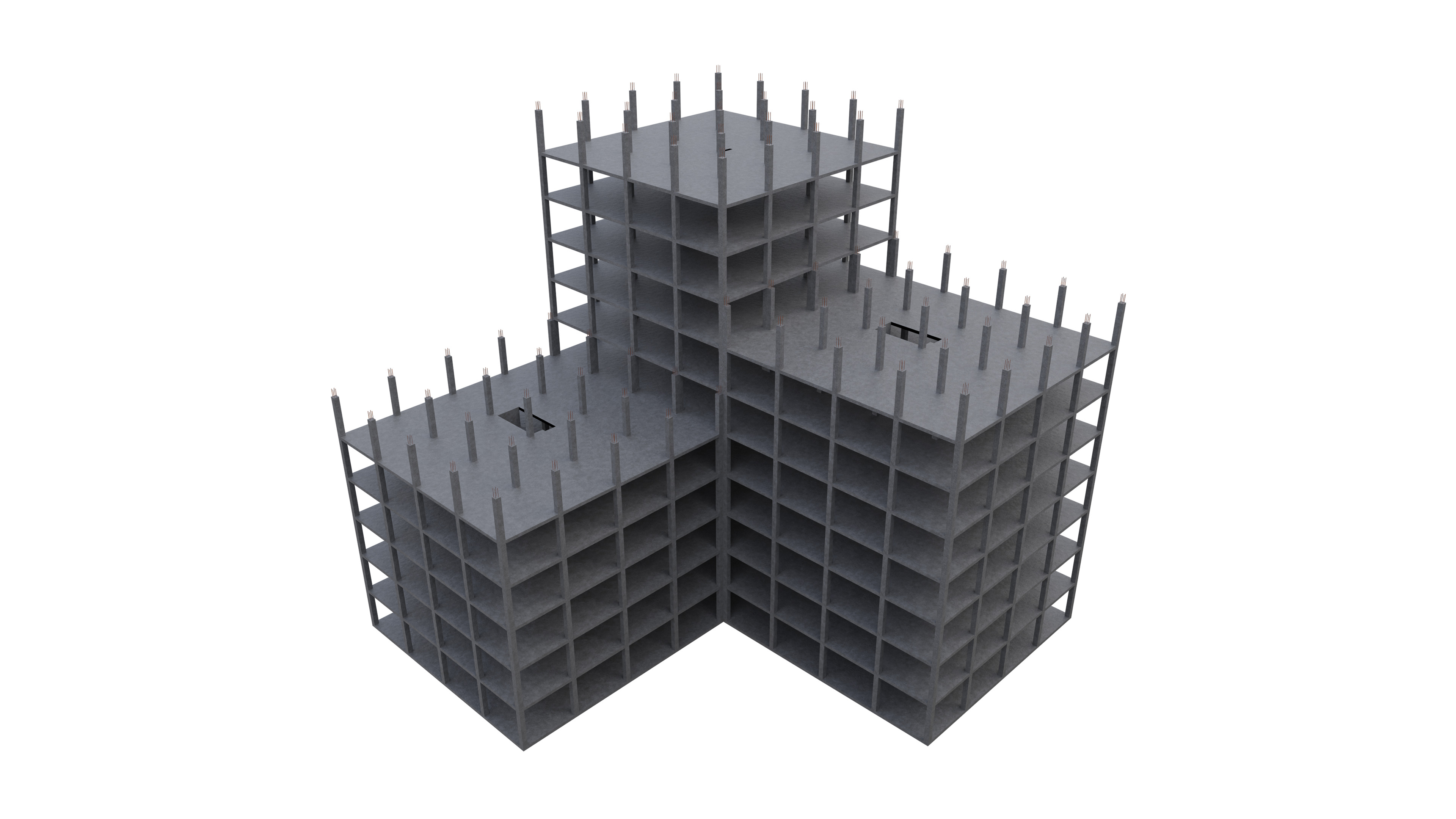 Modular Building Low-poly 3D model_6