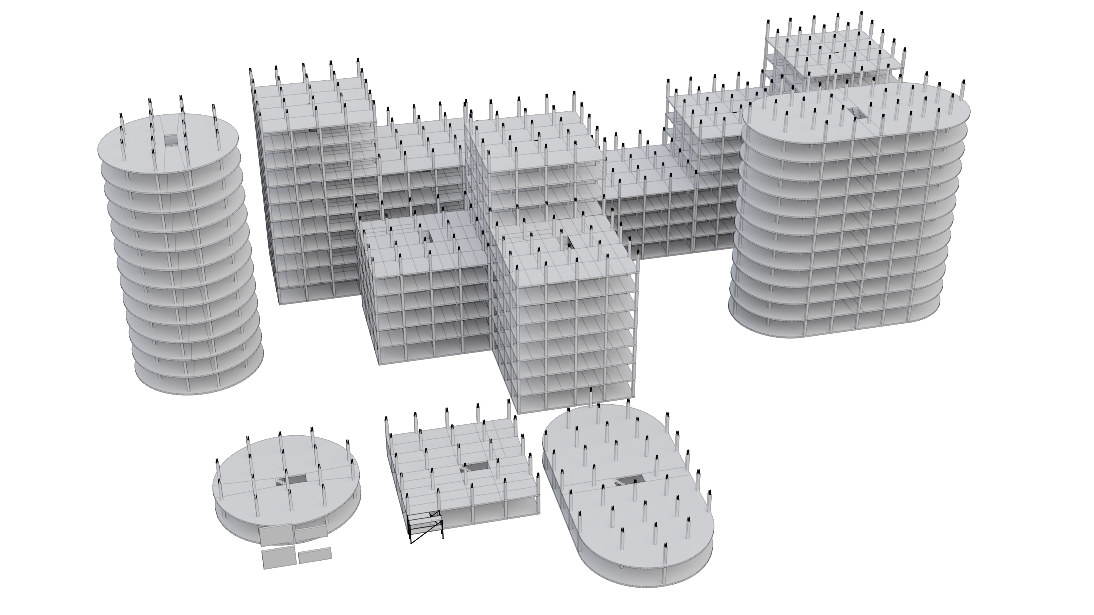 Modular Building Low-poly 3D model_11