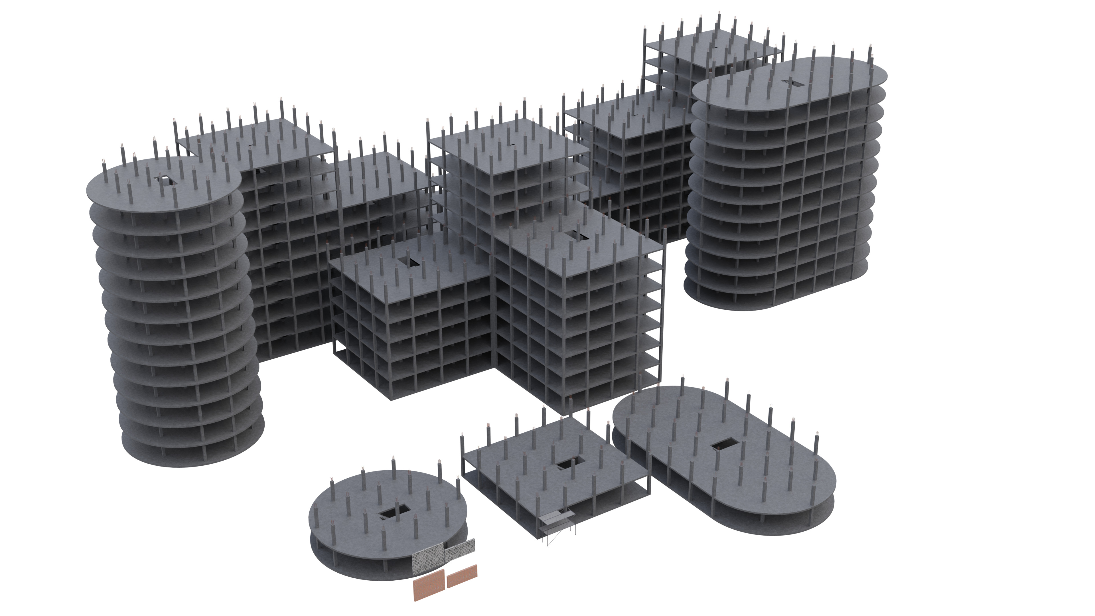 Modular Building Low-poly 3D model_2