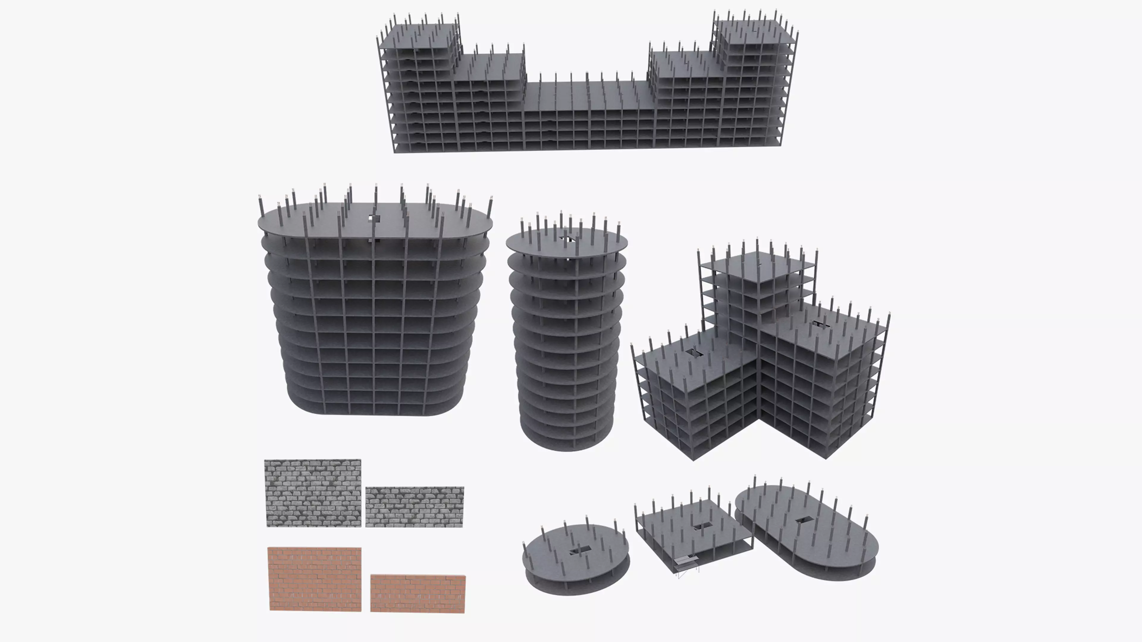 Modular Building Low-poly 3D model_0