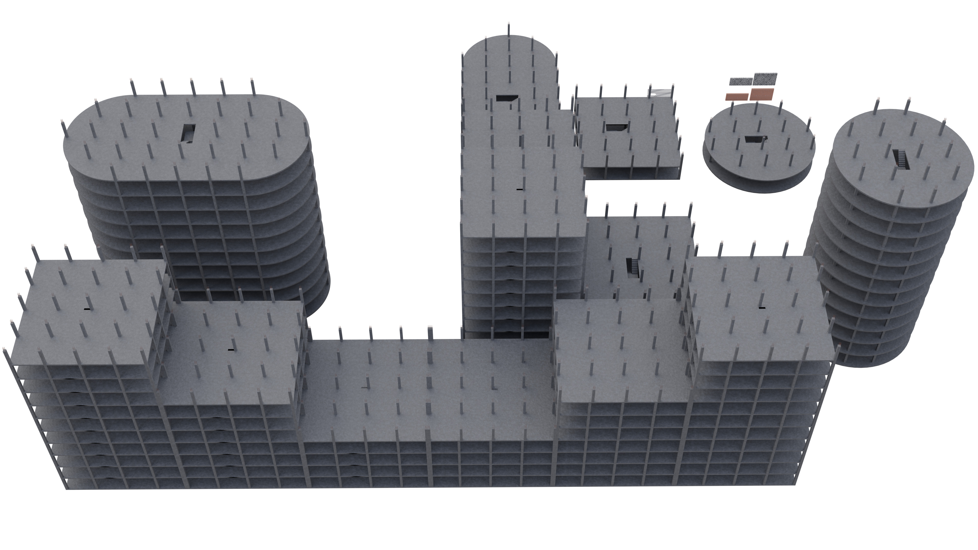 Modular Building Low-poly 3D model_4