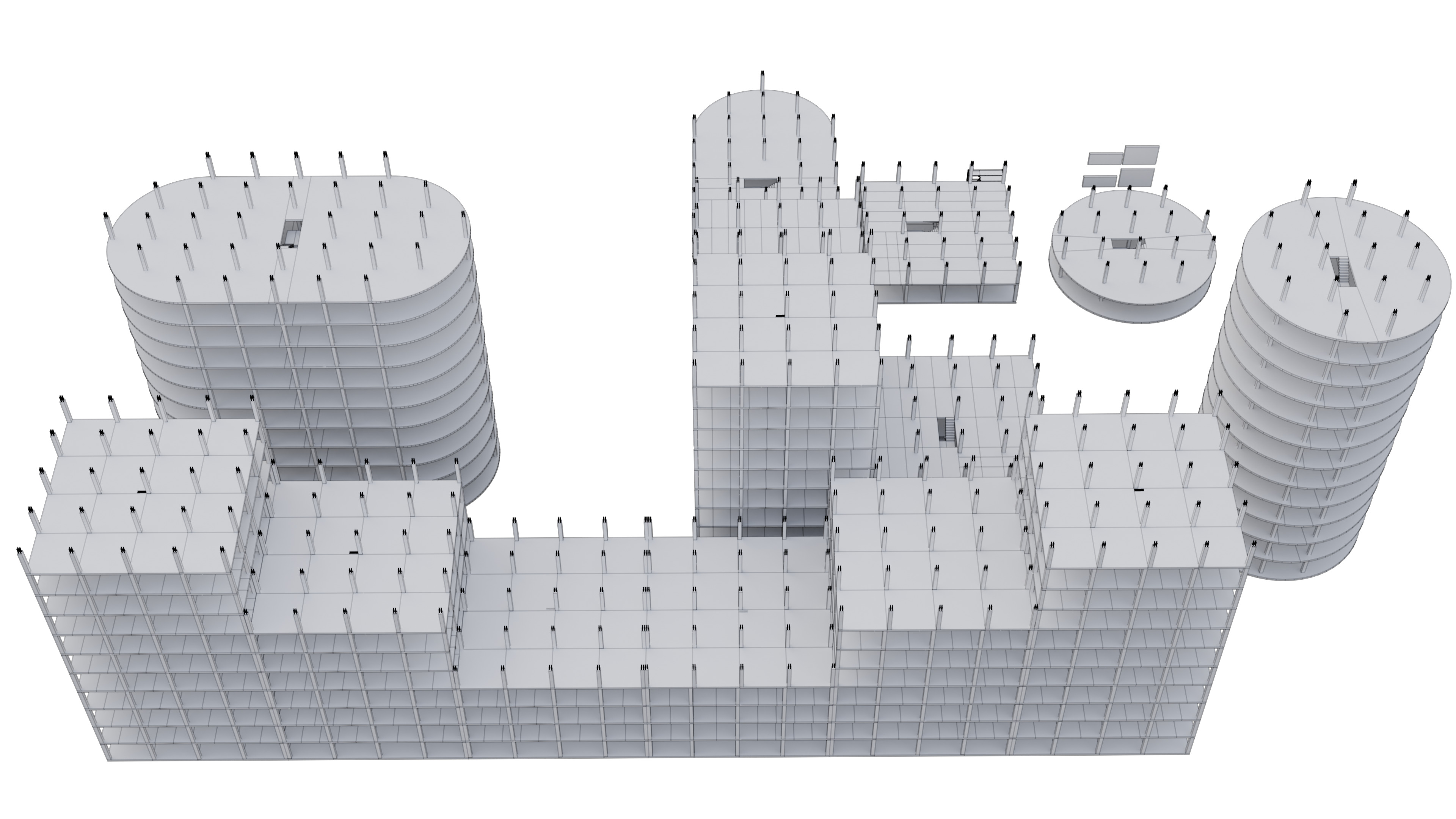 Modular Building Low-poly 3D model_12