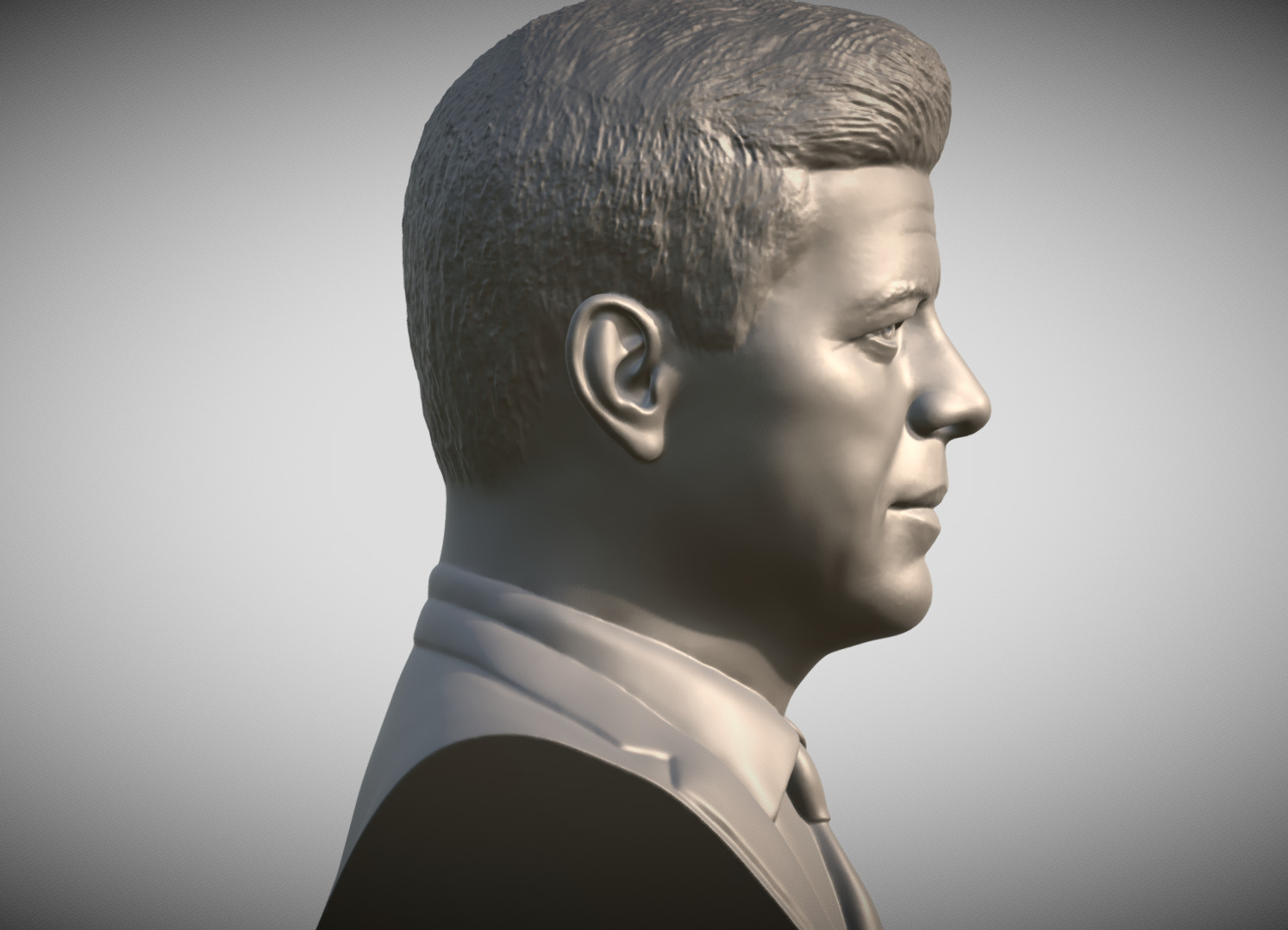 John F Kennedy bust 3D print model_7