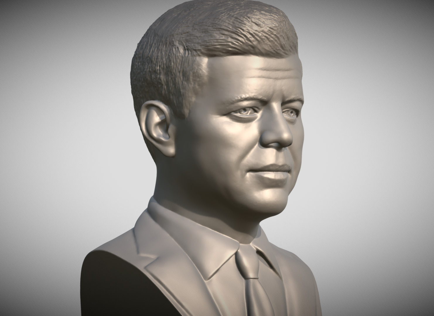 John F Kennedy bust 3D print model_8