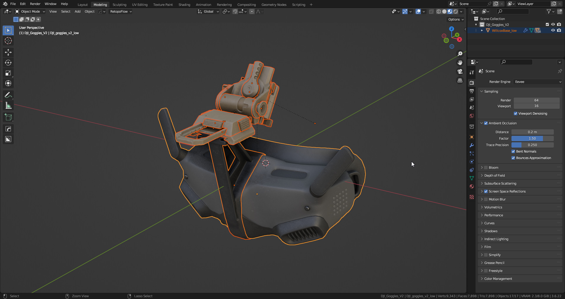DJI DRONE GOGGLES Low-poly 3D model_13