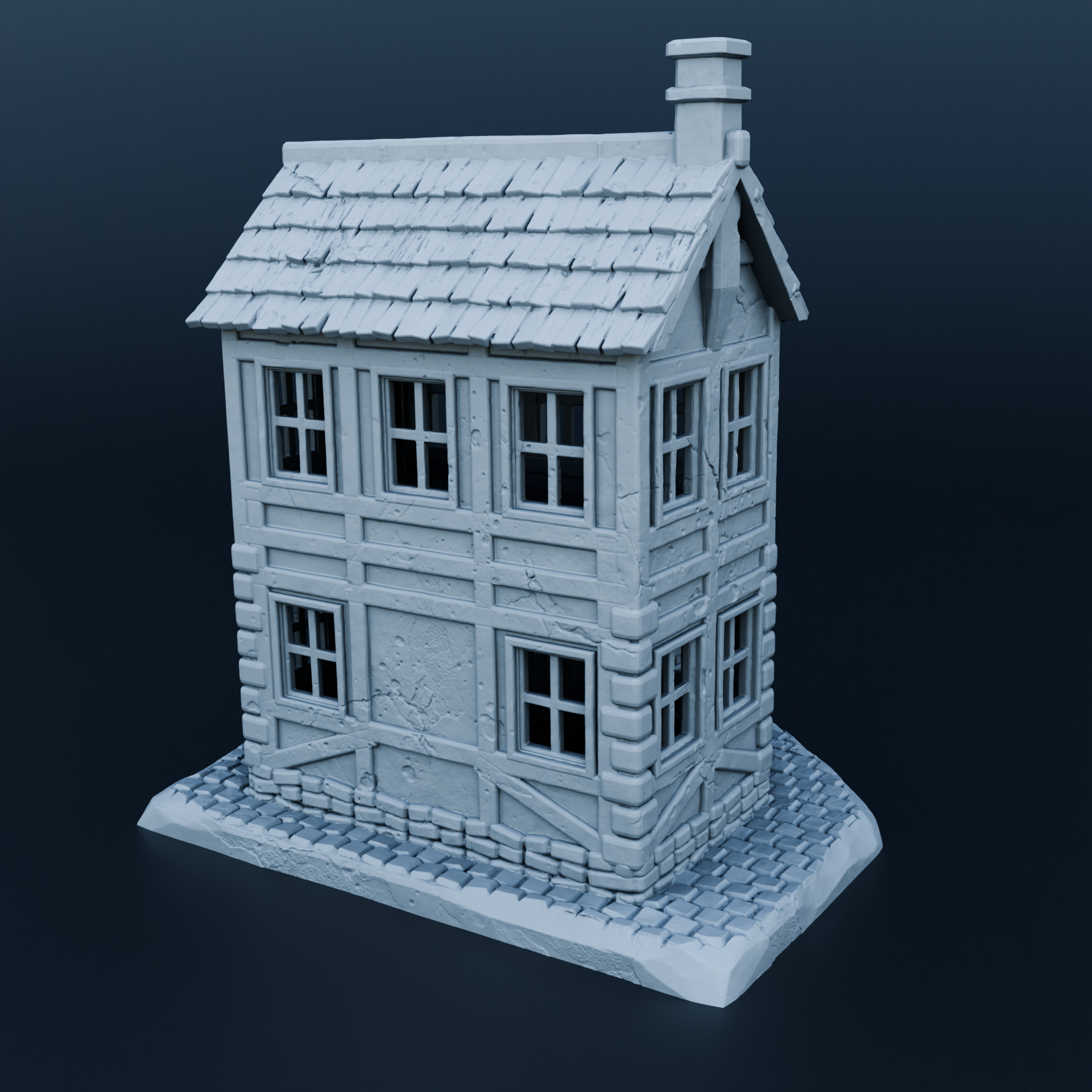 Medieval house 3D print model_1