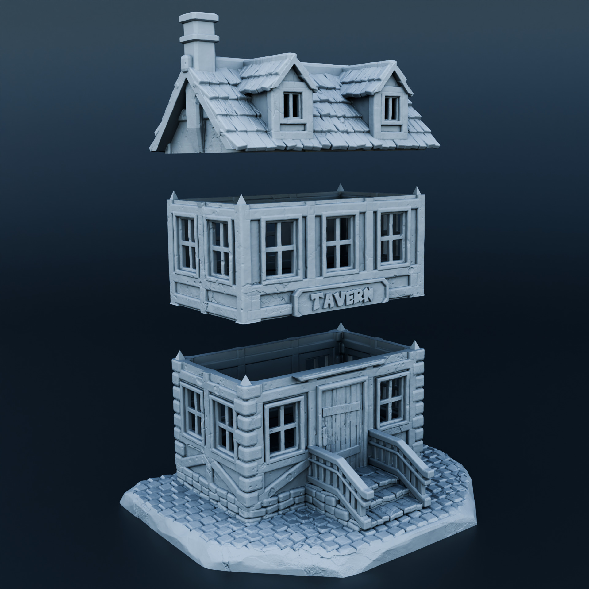 Medieval house 3D print model_2