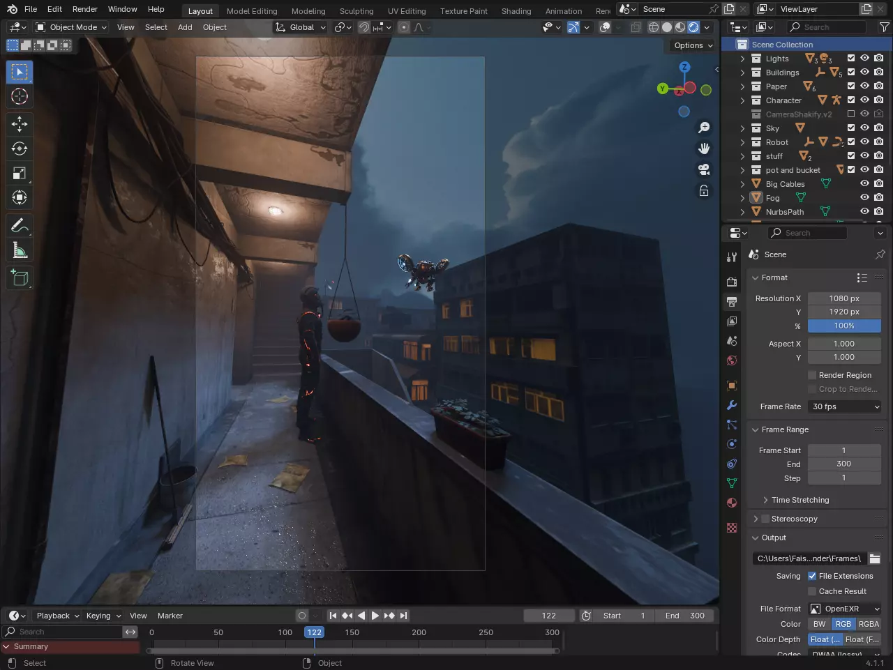 Cinematic Sci Fi Walkway Environment Blender Scene 3D model_2