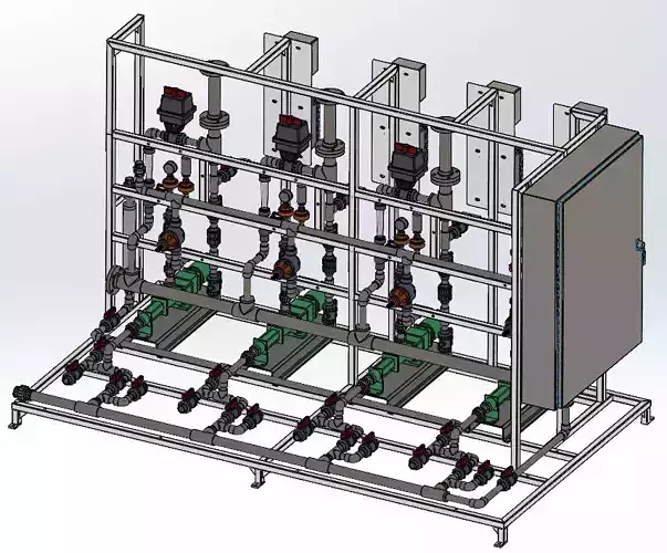 Polymer chemical feed system 3 duty and 1 standby 3D model