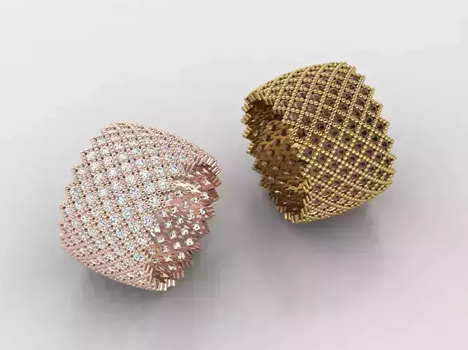 Bold Textured Mesh Ring      Modern Statement Design
