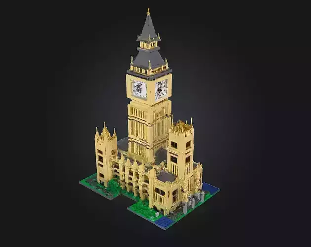 LEGO Clock Tower Model Playful Precision in Brick Form 3D model