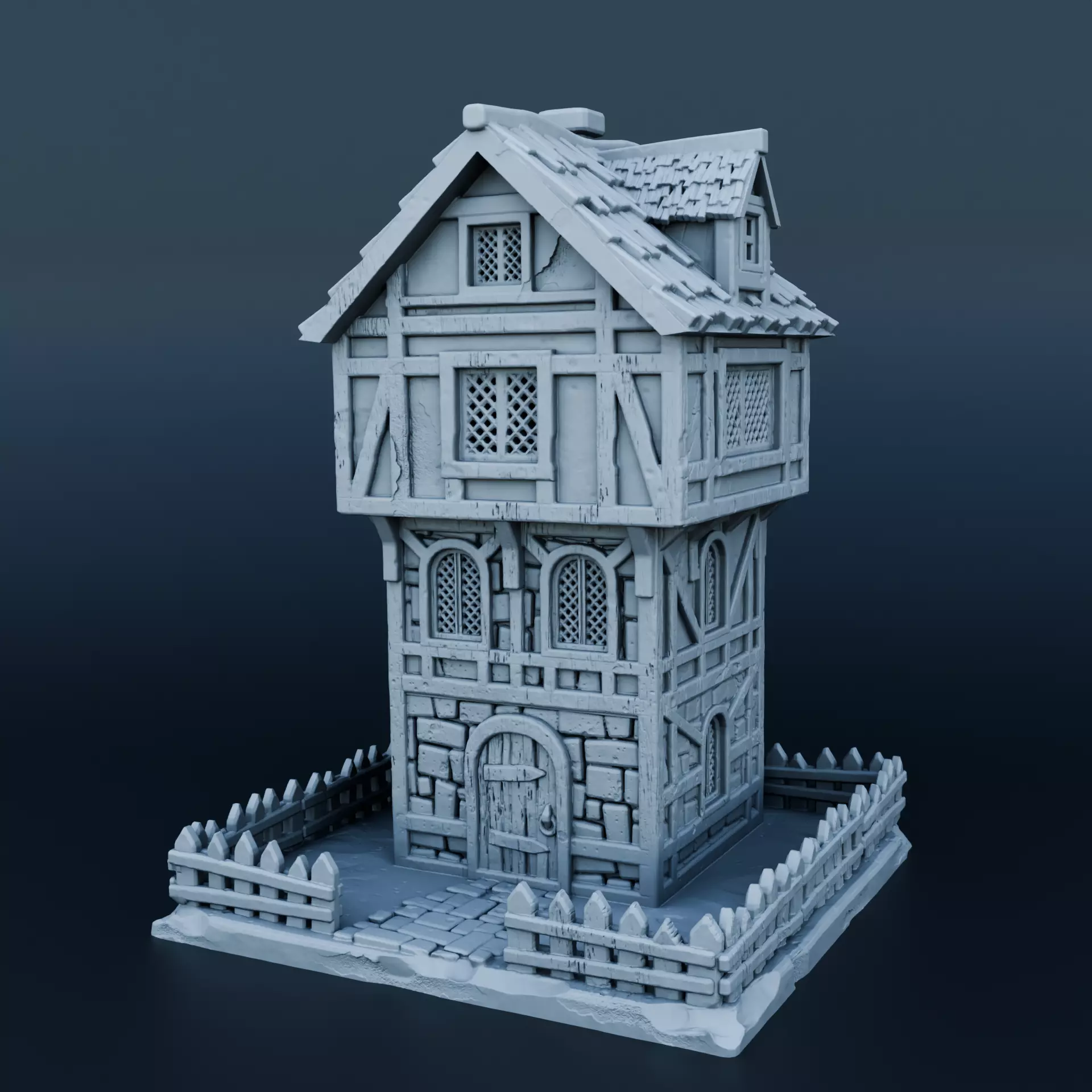 Medieval house 3D print model_0