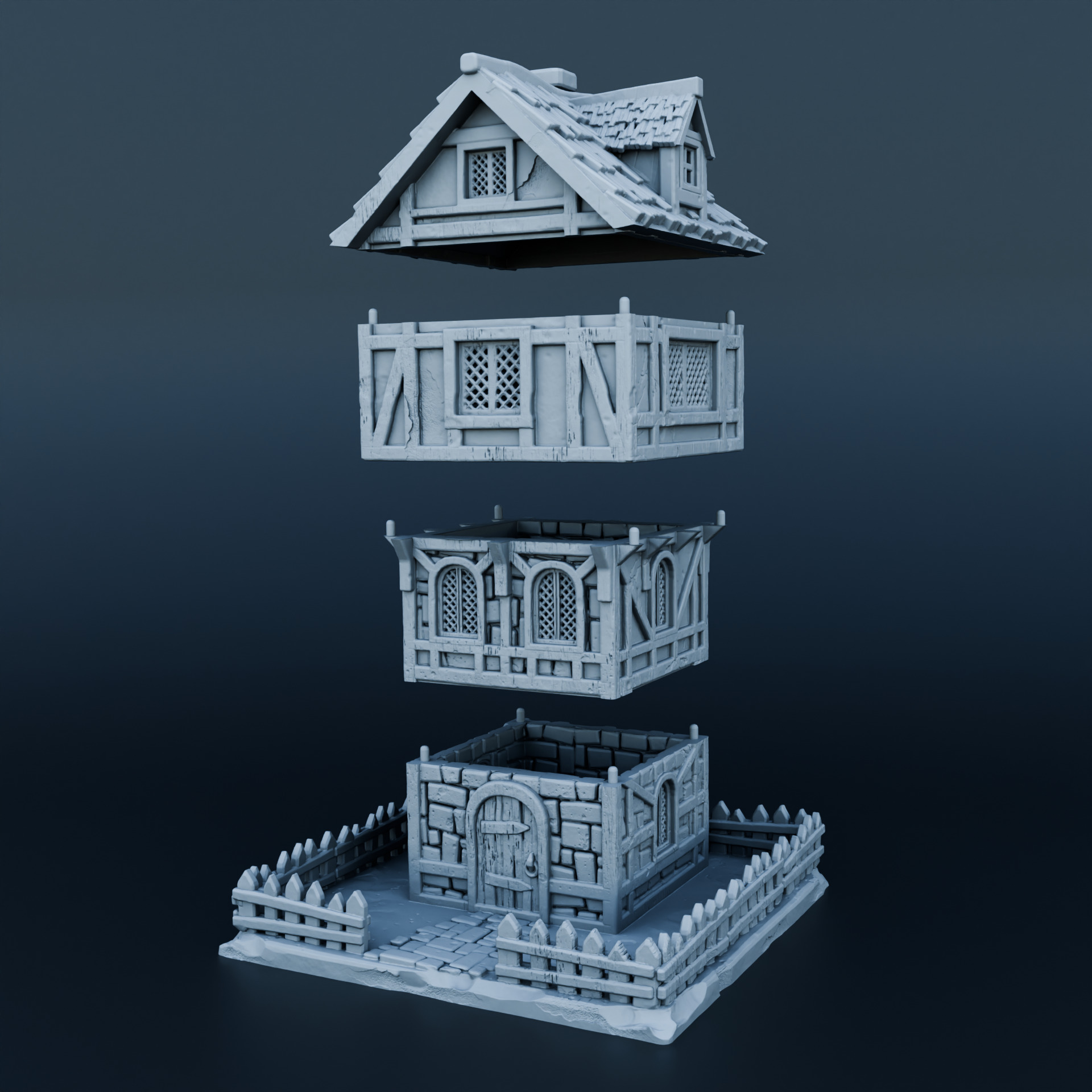 Medieval house 3D print model_2