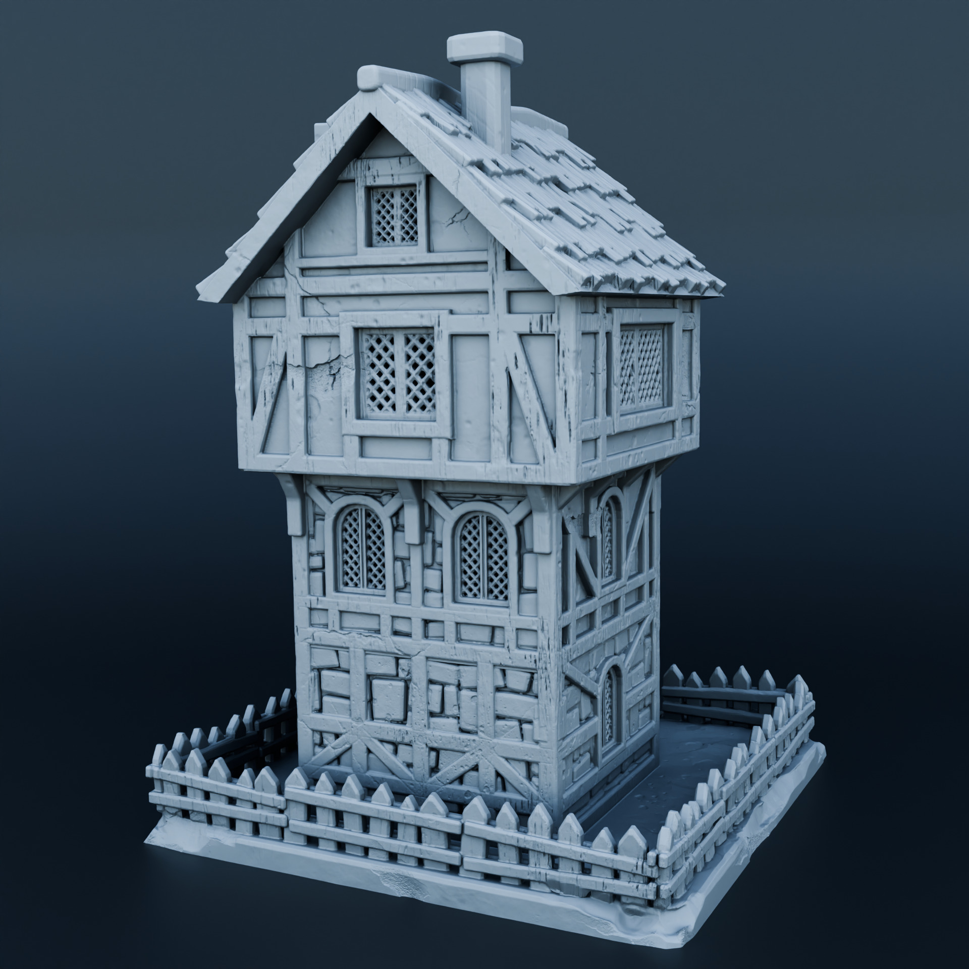 Medieval house 3D print model_1