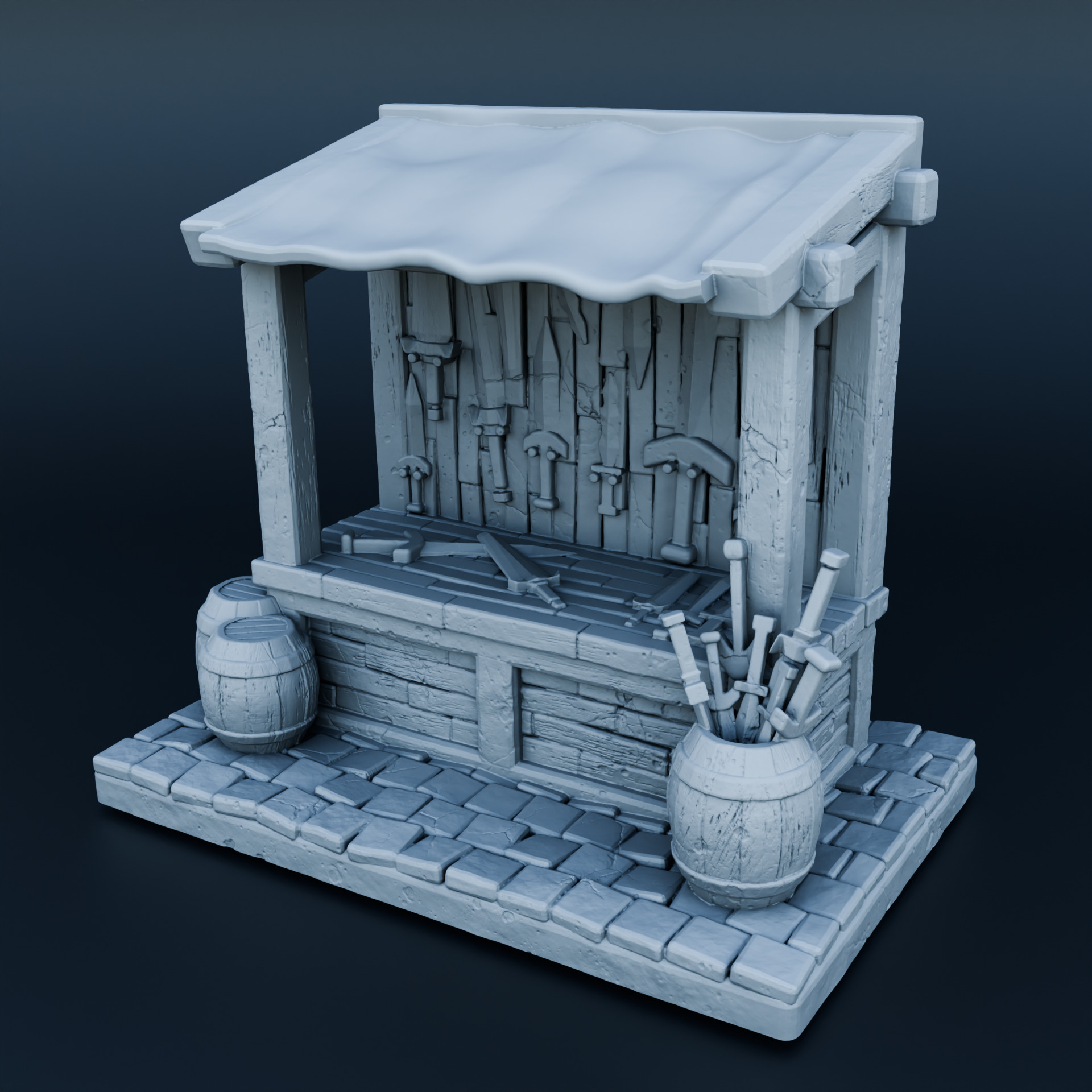 Medieval shop 3D print model_1
