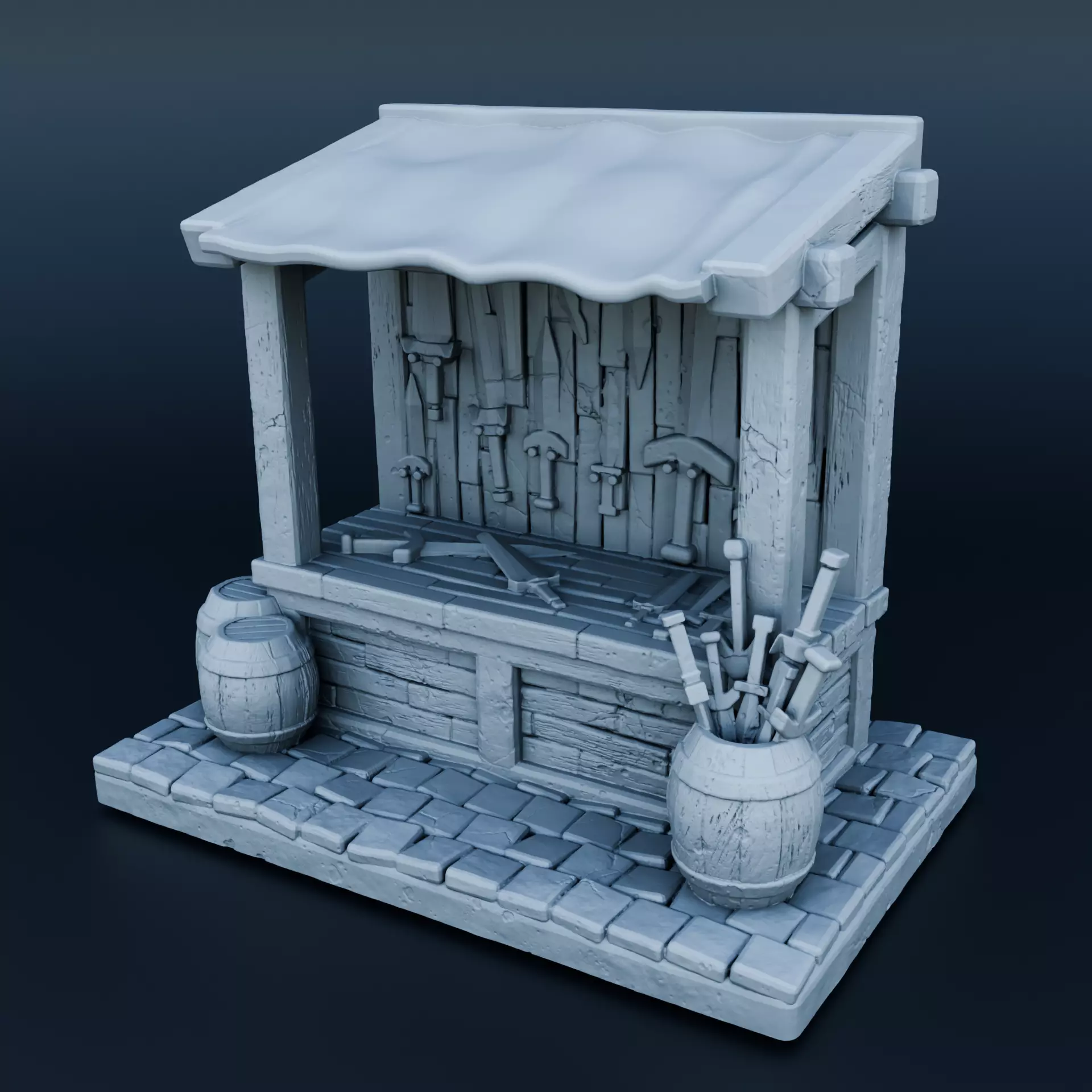 Medieval shop 3D print model_0