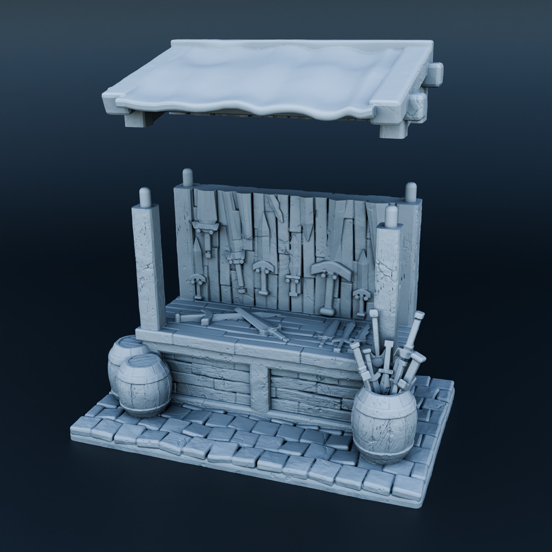 Medieval shop 3D print model_5