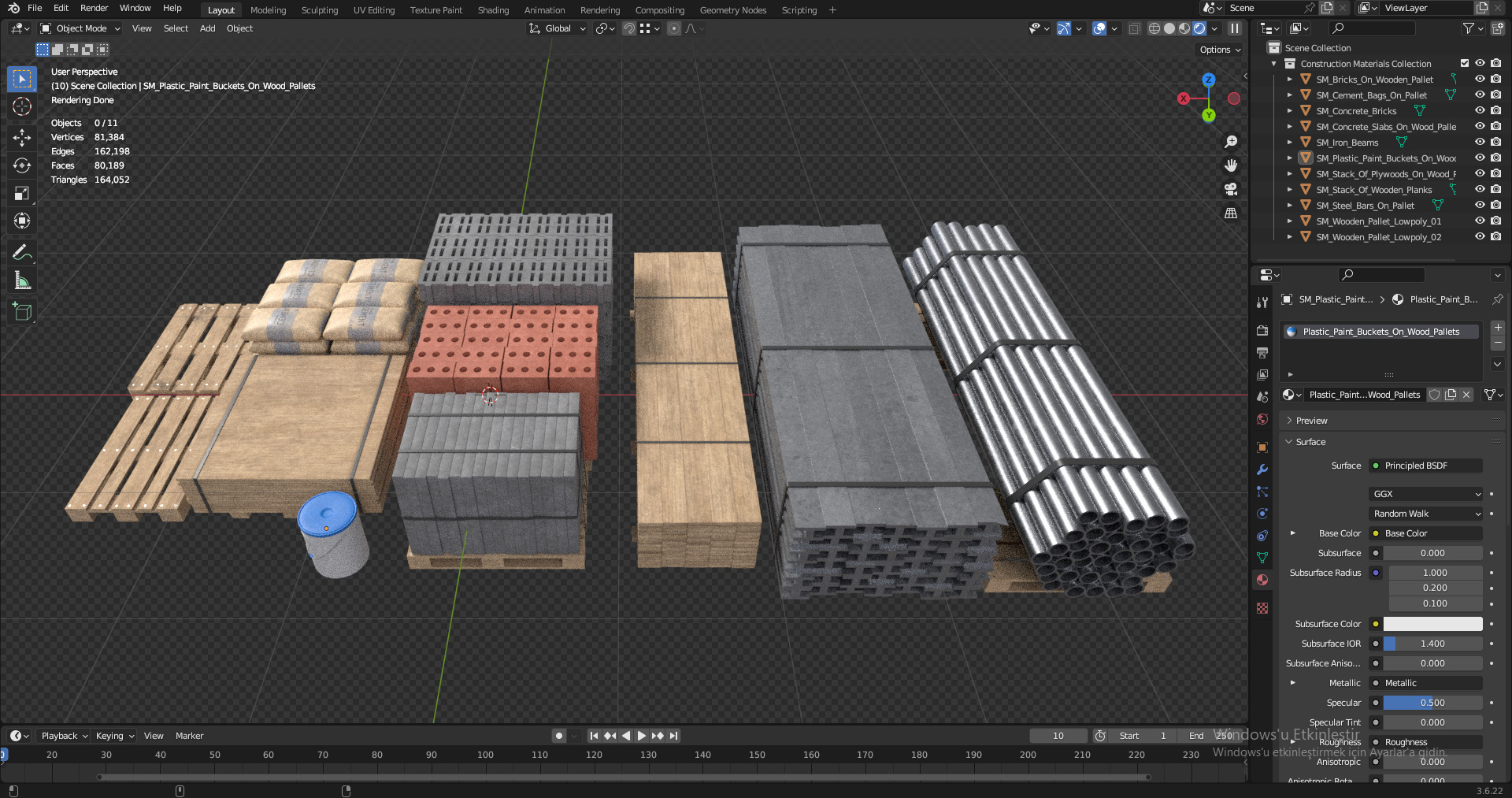 Construction Materials Collection Low-poly 3D model_10