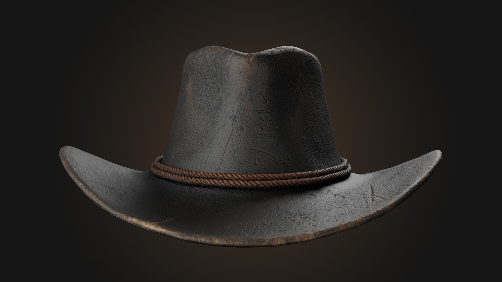 Cowboy hat Low-poly 3D model_6