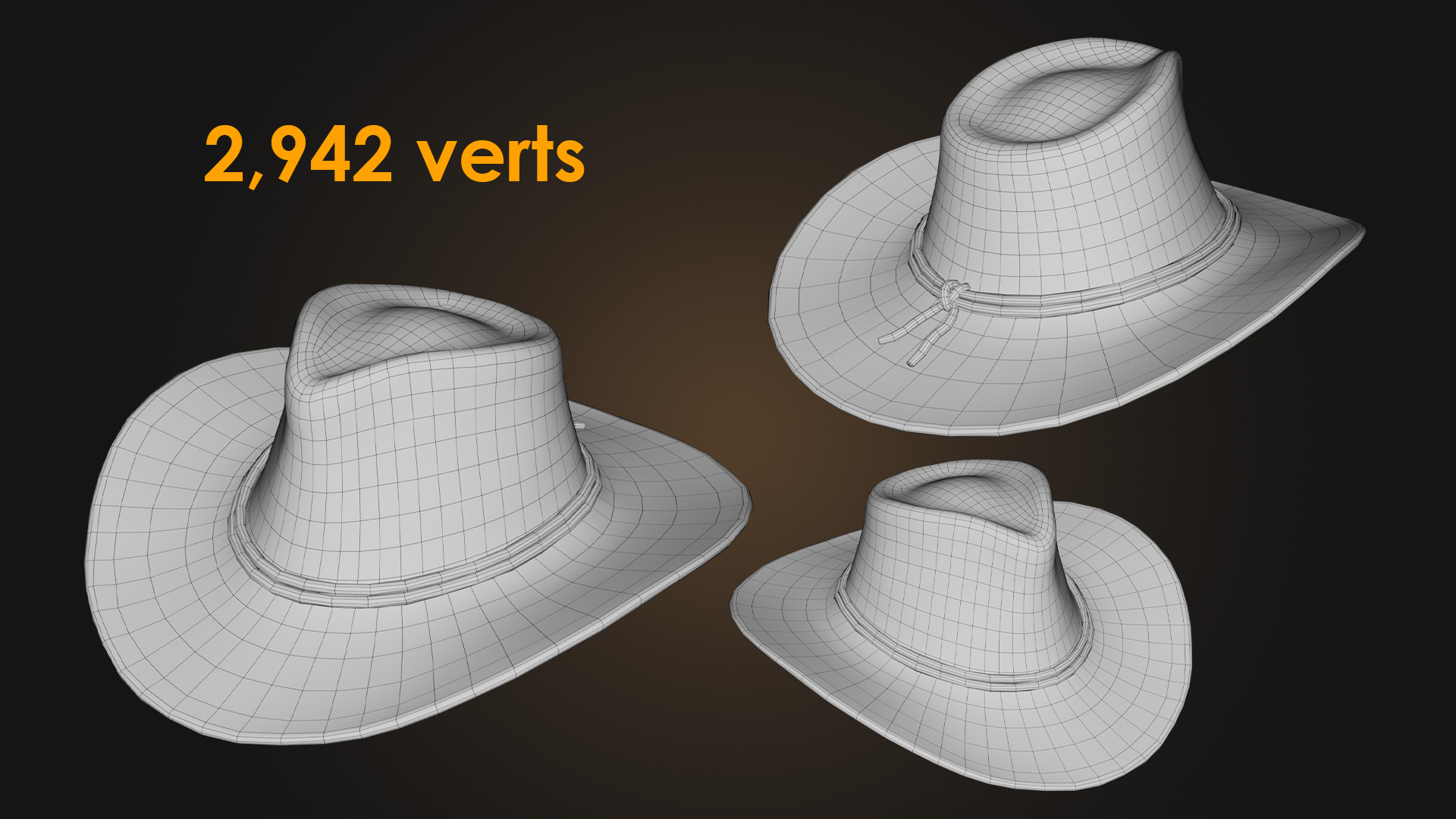 Cowboy hat Low-poly 3D model_13