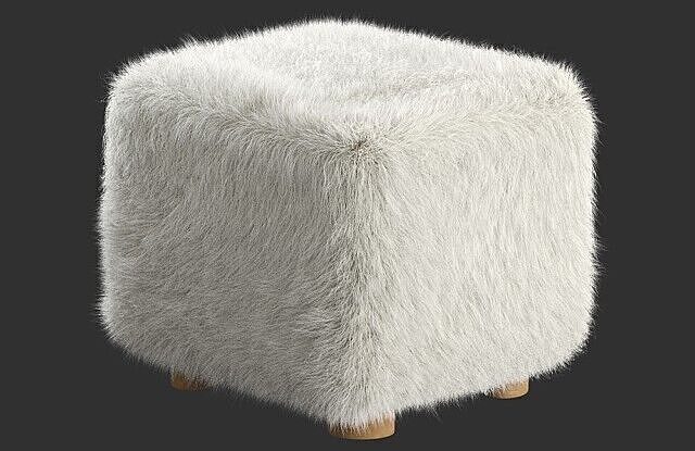 Bozzi Mongolian Sheepskin Ottoman 3D model