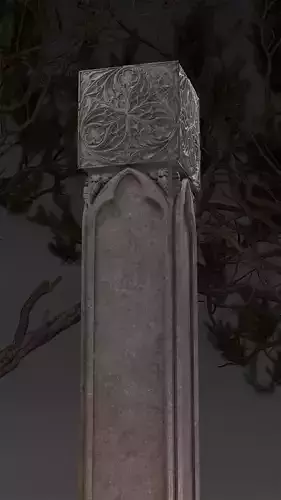 Gothic Column With Tracery 
