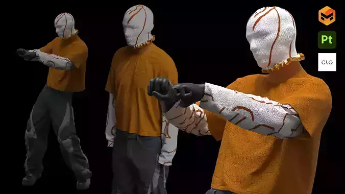 Male outfit MD Clo3d project Low-poly 3D model